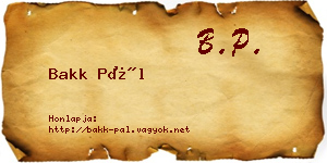 Bakk Pál névjegykártya